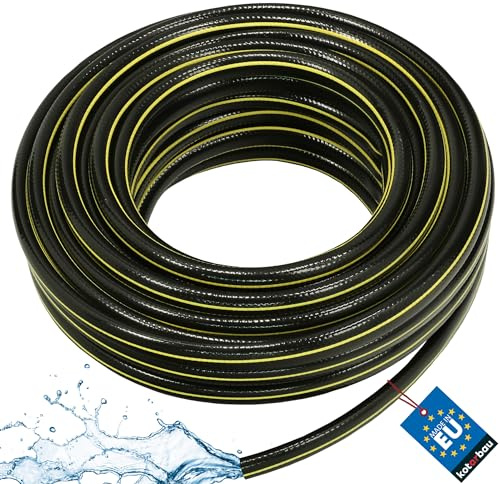 KOTARBAU® Tubo dell’acqua da giardino da 5/8, 30 m, 4 strati, flessibile in PVC rinforzato, anti-torsione, nero, professionale per irrigazione delle piante, da giardino