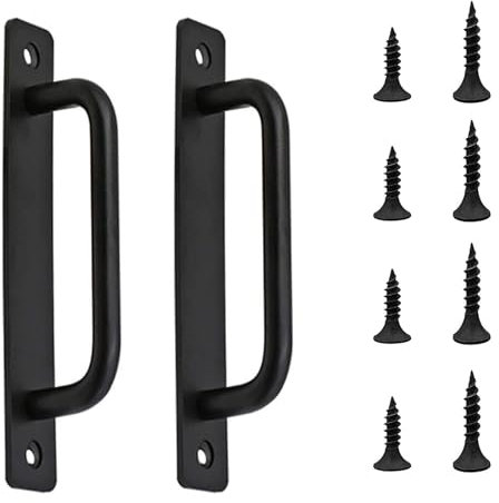 XPOOP 2 Pcs di Maniglie per Porte Fisse in Lega di Alluminio, Maniglie per Porte Scorrevoli, Maniglie per Porte Pesanti, Adatte per Armadi, Porte di Stalle, Porte in Legno (Con 8 di Montaggio)
