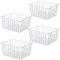 SANNO Freezer Wire Storage Organizer Basket, Refrigerator Storage Baskets Bins Organizer with Built-in Handles for Cabinets, Pantry, Closets, Bedrooms 4 Pack 11x10x 7 White