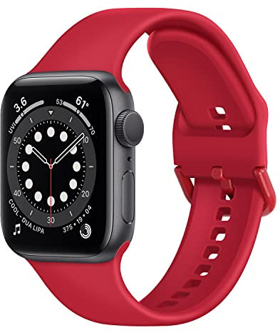 Anlinser Compatible with Apple Watch Strap 45mm 44mm 42mm 41mm 40mm 38mm, Soft Silicone Sport Waterproof Replacement Band Compatible with iWatch Series 9 8 7 6 5 4 3 SE (38mm/40mm/41mm, Red)