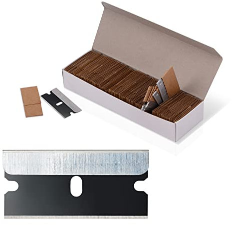Ehdis 100 Pièces Lames Rechange pour Grattoir Plaque Vitrocéramiqu, Lames de Antirouille Acier Inoxydable pour racleurs, 1.5 pouces, le noir