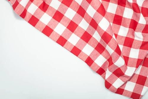 Tissu 100% coton - Motif à carreaux vichy - Vendu au mètre - pour coudre des vêtements, des rideaux, des linge de lit, des décorations, etc. (140 cm, rouge et blanc - 20 mm à carreaux)