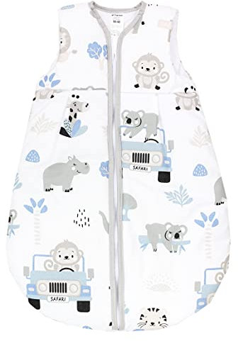 TupTam Schlafsack Baby - Wärmender Ganzjahresschlafsack 2.5 TOG, OEKO-TEX, Ärmellos, Farbe: Zoo Blau, Größe: 80-86