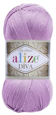 100 % Mikrofaser-Acryl, Alize, Diva-Seideneffekt, Strickgarn, 4 Knäuel, 400 g, 1532 m, Farbe 474 Flieder