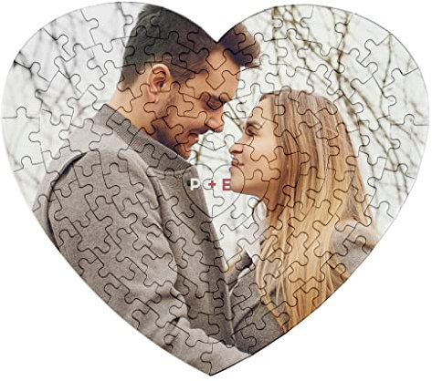 Wanapix | Foto Puzzle Herz| Personalisierte mit Foto und Text | 111 Teiles | Puzzle Selber Gestalten | 31 x 35 cm | Originelles Geschenk zum Valentinstag