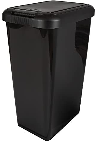 Tontarelli 45L Rectangular Swing & Lift Bin - Black - 2 in 1 Unique Lid