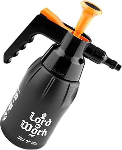 Lordofwork Sprühflasche | Drucksprüher 1L Füllvolumen | Zerstäuber Sprühflasche | Pumpsprühflasche für Pflanzen, Autos, Reinigungsmittel & Co | Wasser Sprühflasche