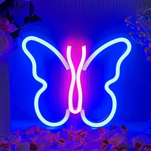 YUEYYNS Schmetterling Leuchtreklamen Butterfly Neon Sign Light Butterfly Nachtlicht für Mädchen Schlafzimmer LED Neon Sign Leuchtreklame für Hochzeit Bar