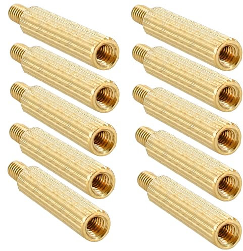 NACX M2 x 20mm+3mm Male-Female Brass Spacer Cylinder Knurled PCB Motherboard Spacer Standoff, 100Pcs