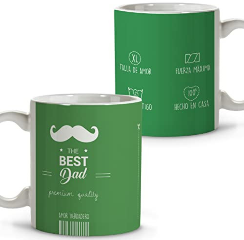 LolaPix Tazas para Papá. Taza Te Quiero Papá. Tazas Desayuno Originales. Taza Cerámica 330 ml. Regalos con Frases. Etiqueta
