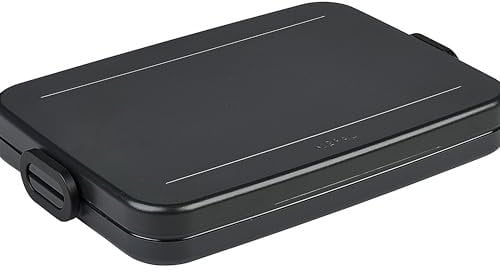 Mepal - Lunchbox Take A Break flach - Ideale Brotdose für Laptoptasche oder Rucksack - Flach geformte Essensbox für 2 Sandwiches oder 4 Scheiben Brot - 800 ml - Nordic Black