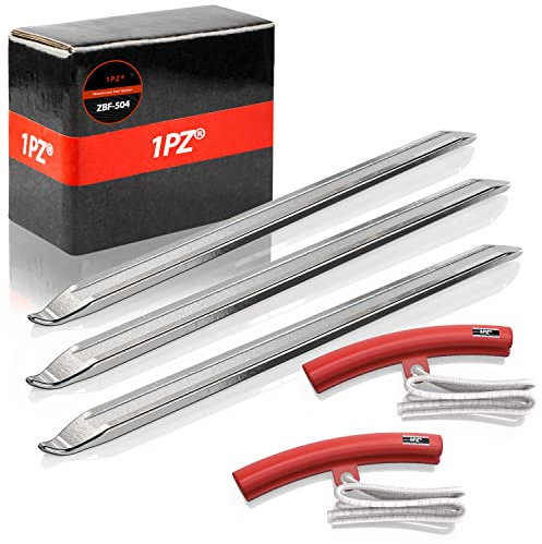 1PZ UKT-TS2 A Set of 12 Inch Chrome Tyre Levers Heavy Duty, 3 Pcs Tire Removal Bars and 2 Pcs Wheel Rim Protector, Tire Levers Spoon Repair Tool Kit for Motorcycle Electric Scooter Dirt Bike Motocross