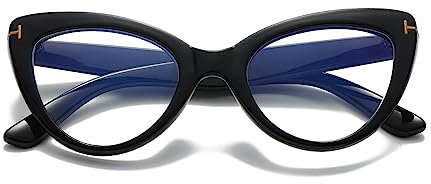 Hubeye Katzenauge Lesebrille für Damen Modisch Großem Rahmen Anti-Blaulicht Brillen Cat eye Lesehilfe mit Brillenholster 2.00