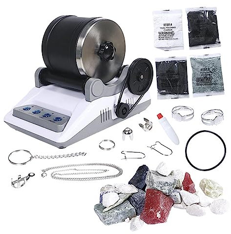 Ronyme Rock Tumbler for Kid Rock Polisher Science 9 Pietre preziose ruvide Copertura antirumore