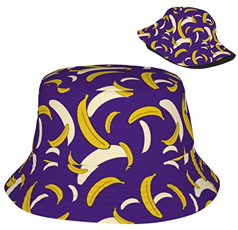 XVBCDFG Bananen-Hüte für Damen, Sommer, Sonne, Strand, Reisen, Unisex, Herren, Bananen Lila, One size