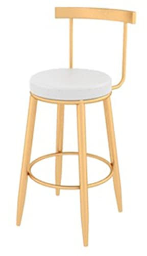 FanXus High Chair Home Living Room Company Beauty Nail bar chair Ergonomic Backrest and Golden Chair Legs, Sitting Height 75 cm(Color:Black) (White) Made in China