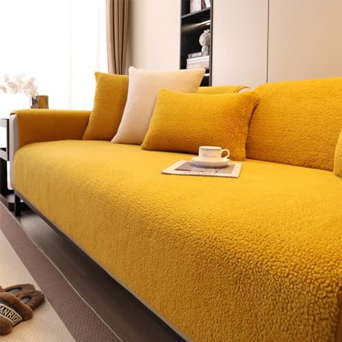 YSZBD sofabezug ecksofa wasserdicht l-Form 1/2/3/4sitzer，sofaschoner，sofaschutzdecken rutschfest,yellow-90x90cm