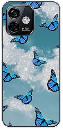 KARTXITAI Hülle Kompatibel mit Ulefone Note 16 Pro (2023), Stoßfeste Schutzhülle mit Weiche Silikon Bumper Case Handyhülle Anti-Kratzt Transparent Rückseite - Blauer Schmetterling