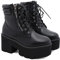 Punta Rotonda Tacco Alto Booties Lace-Up Ecopelle Combattimento Stivali Militari Donna con Cerniera Antiscivolo Trekking Stivaletti,Nero,36 EU
