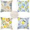 Kissenbezug 50x50 cm Sommer 4er Set Outdoor Kissen Wetterfest Sofakissen Leinen Deko Kissen Quadratische Kissenbezüge Zitrone Zierkissen, Lounge Kissen Outdoor für Garten Balkon Terrasse S 431