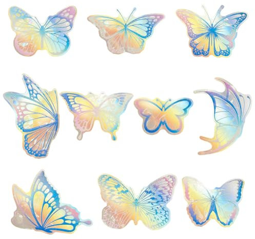 GORGECRAFT 10Stk PVC-Schmetterling Statische Regenbogen-Fensteraufkleber Insekten-Fensteraufkleber Statische Blaue Anti-Kollisions-Aufkleber Warnende Regenbogen-Fenster-Sonnenfänger-Aufkleber