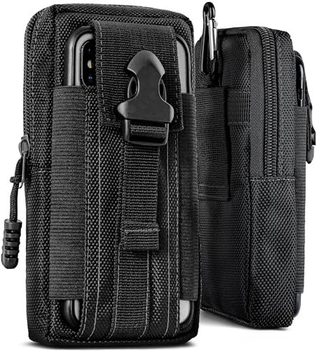 ONEFLOW Survival Case für Sony Xperia 5 V Handy Gürteltasche aus Nylon mit Karabiner, Taktische EDC Tasche mit Gürtel Halterung, Etui Handyhülle Outdoor Handytasche, Schwarz
