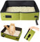 Arena para Gatos Plegable,45 * 35CM Caja de Arena Plegable,Caja de Arena Impermeable,Caja Arena para Gatos Portátil para Uso en Interiores y Exteriores, Viajes, Camping, Doméstico,Aseo Portátil Gatos
