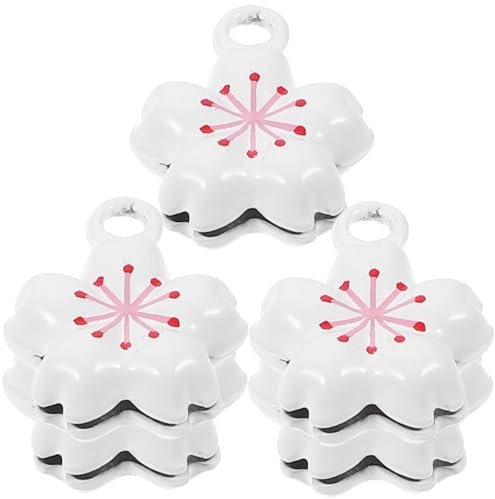 FRCOLOR 5stücke Teiliges Kirschblüten Glöckchen Anhänger Vintage Glocken Für DIY Hochzeitsdeko Kompakte Handyanhänger Und Taschencharm in Weiß Japanischer Stil Und Vielseitig Verwendbar