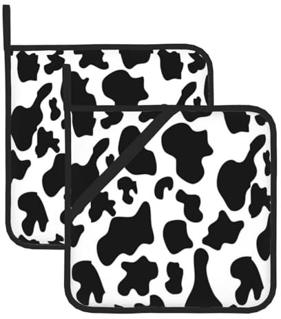 Topflappen-Sets für Küche, Ofenhandschuhe, heiße Pads zum Kochen, Backen (20,3 x 20,3 cm) Kuh