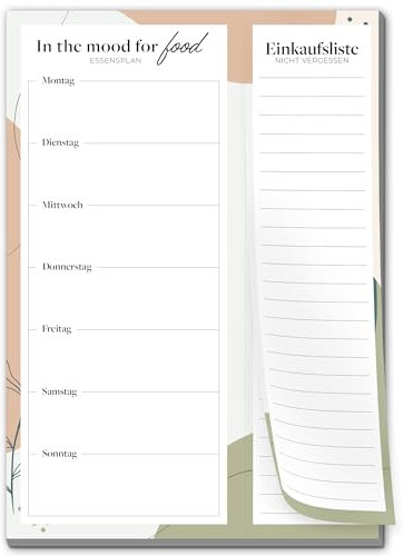 Primus Print Menüplaner mit Einkaufsliste - Essensplaner - Einkaufsliste - Notizblock - A5 - Speiseplan - Diätplan (Bunt, 1)