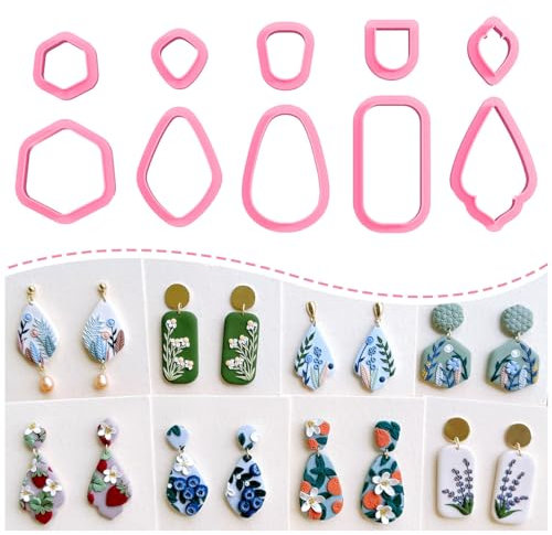 KEOKER Emporte-pièces en argile polymère, pour bijoux en argile polymère, ensemble de emporte-pièces en argile polymère de base, emporte-pièces pour boucles d'oreilles en argile. (A)