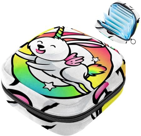 Aufbewahrungstasche für Damenbinden, Einhorn, Kaninchen, tragbare Menstruationseinlage, Slipeinlagen, Tampons, Damenbinden, Aufbewahrungshalter für Damen, Schule, Büro