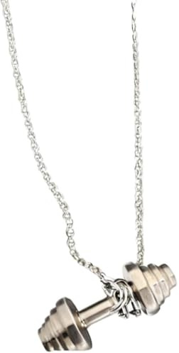 Outletissimo® ET193 Unisex Halskette mit Anhänger in Form einer Langhantel für Fitness-Studio und Hantel, Größe 3,5 cm, Farbe Silber, taglia unica, Zamak, Zamak