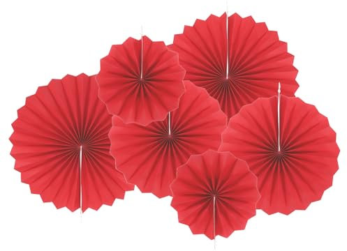 sourcing map Hanging Paper Fans Set Round Pattern Paper Garlands Decoration for Party Birthday Graduation Christmas Holiday Wedding Decoration Red（6pcs）