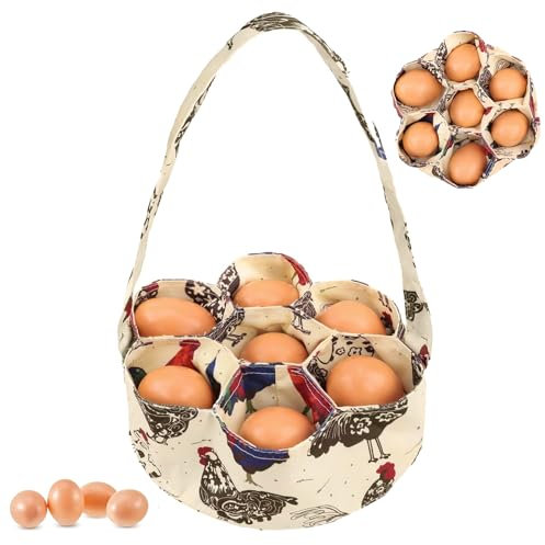 JDBlissful Mini Egg Collection Basket - 7 Pockets, Chicken Egg Storage Bag, Perfect for Home, Farm & Garden