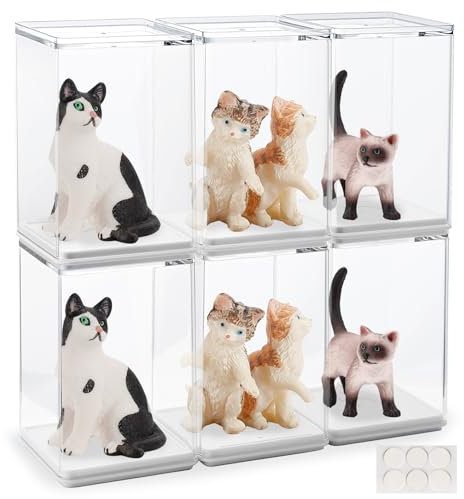 Acrylic Display Case 6 Stück, Transparente Stapelbare Figuren Vitrine aus Kunststoff - Perfekte Präsentationsbox für Actionfiguren und Sammlerstücke - 10x6.6x6.6cm