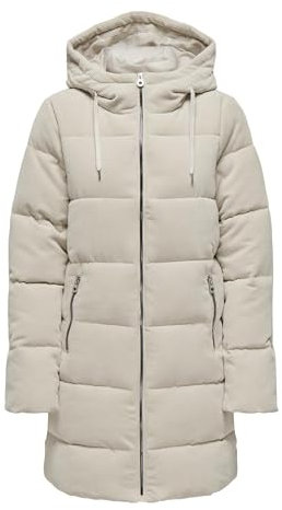 ONLY Damen Steppjacke ONLDOLLY LONG CORDUROY PUFFER OTW (DE/NL/SE/PL, Alphanumerisch, M, Regular, Regular, hellgrau)
