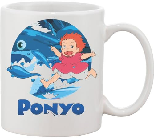 Mug en céramique blanc avec portrait de ponyo