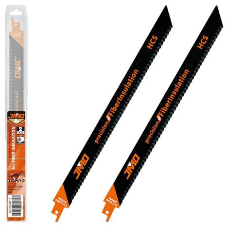 JMD Lot de 2 lames de scie S1213AWP 300 mm pour matériaux isolants, lames de scie sabre, pour couper l'isolation des fibres et matériaux souples