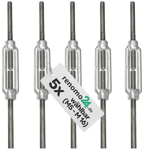 Renomo24-5x Spannschloss M14 mit zwei Anschweißenden aus Stahl galvanisch verzinkt nach PN-EN 1993-1-11