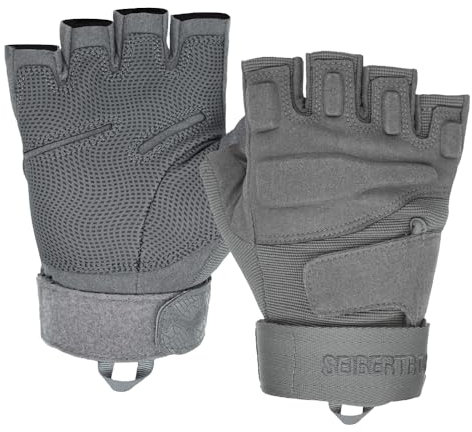 Seibertron® Damen Herren S.O.L.A.G Handschuhe taktisch 1/2 Finger Militär Kampf Armee Fingerless halbe Finger für Airsoft Militär Paintball Schießen Outdoor Activities Handschuhe Grey L