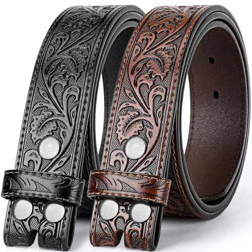 BELTROAD 2 Pack Western Ledergürtel Riemen für Männer Frauen Cowboy Cowgirl western gürtel herren für Jeans Geschenk Gürtel ohne Schnalle wechselgürtel