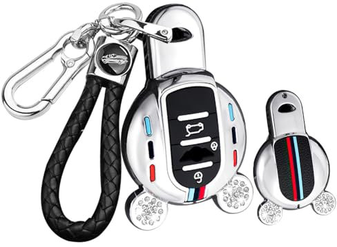 ontto Autoschlüssel Hülle Passt für BMW Mini Cooper S ONE JCW F54 F55 F56 F57 F60 Clubman Countryman Metal Silikon Schutzhülle Schlüsseletui Schlüsselhülle Schlüsselanhänger Zubehör 3 Tasten-Silber