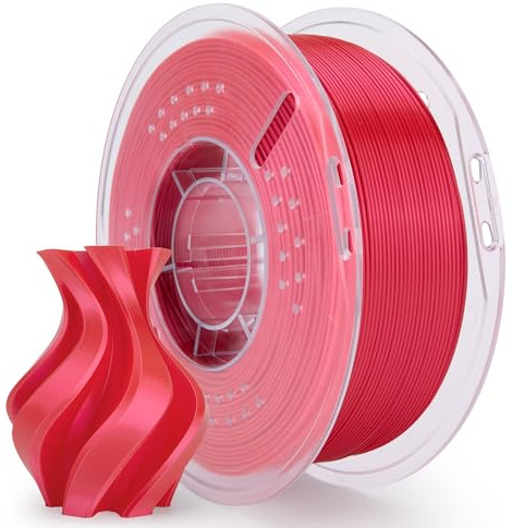 ELEGOO Silk PLA Filament 1.75mm Rot 1kg | Glänzendes Metallic 3D Drucker Filament Mit Hoher Maßhaltigkeit, 1KG Spule Für Die Meisten 3D Drucker