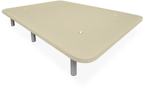 DUÉRMETE ONLINE - Verstärkter Polsterboden für Bett, Stabilität und Widerstandsfähigkeit mit 5 Querstangen und 6 Metallfüßen mit Gewinde von 27 cm, 150 x 190, Beige