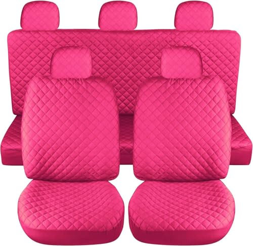 Susy Shop Coprisedili Auto Universali, Anteriori e Posteriori, Compatibilità Universale Montaggio Semplice (Rosa, Set Completo)