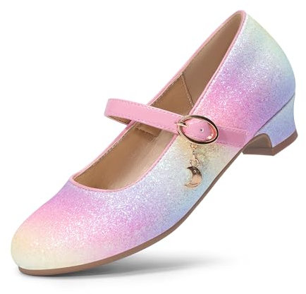 DREAM PAIRS Kids Ballerine Bambina Scarpe Bambina Eleganti con Tacco Festa Principessa Lucida Piatto Scarpe,Size 32,Arcobaleno,KFL219