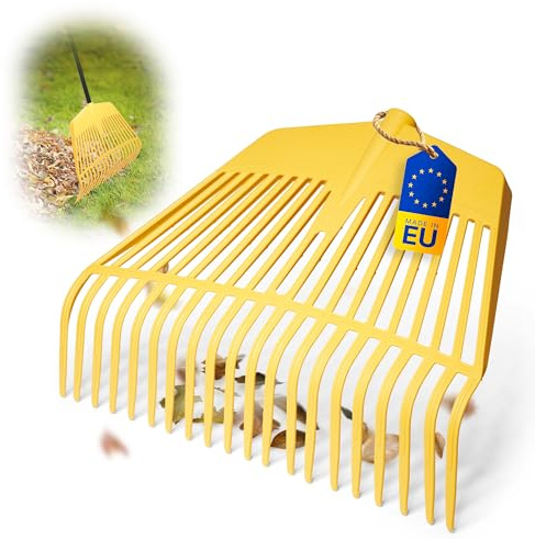 Novatool Laubbesenkopf, 2 in 1 Kombigerät, Laubbesen und Laubgabel mit 26 Kunststoff-Zinken, Arbeitsbreite 60cm, Laubrechen, Gartenbesen, Rasenrechen, Harke für Gartenabfall, Gartengerät ohne Stiel