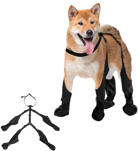 YEHOOM Strapsstiefel für Hunde, Hosenträger für Hunde, hohe Hundestiefel, rutschfest, Pfotenstiefel, wasserdichte Hundestiefel für Schneetage, Spaziergänge im Freien (2XL)