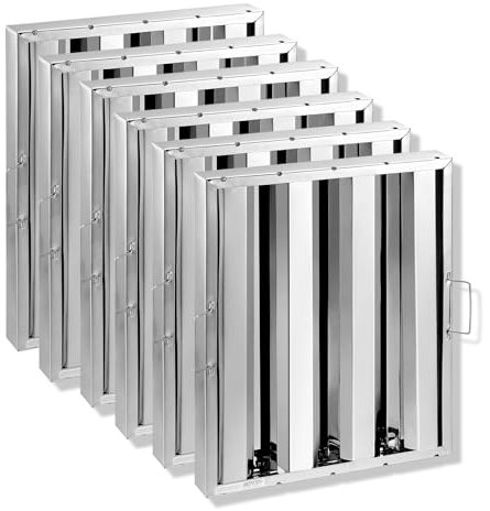 VEVOR Filtro de Campana Comercial de Cocina de Restaurante de Acero Inoxidable para Campanas Extractoras de Cocina Comerciales con Clasificación de Grasa, 3 Ranuras, Paquete de 6, 393 x 493 x 45 mm